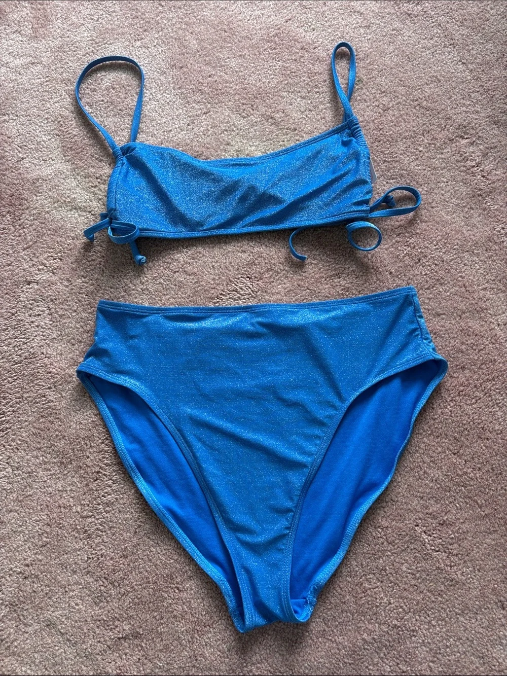 Girls Shimmer Blue Bikini Two-Piece Swim Set Size L and XL